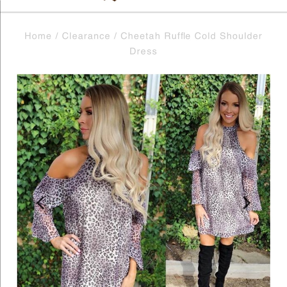 Lavender cheetah print cold-shoulder shift dress!